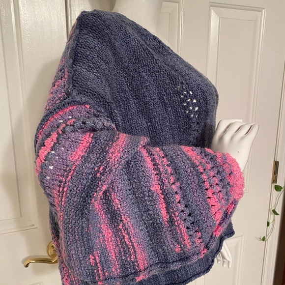 Free People Amethyst Sweater - Blue and Pink Sz S - Picture 2 of 4